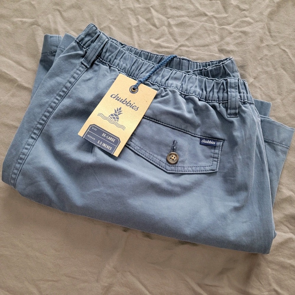 New Chubbies The Cobbleston Shorts Men's 2XL Blue 5.5"‎ Inseam Stretch Twill NWT